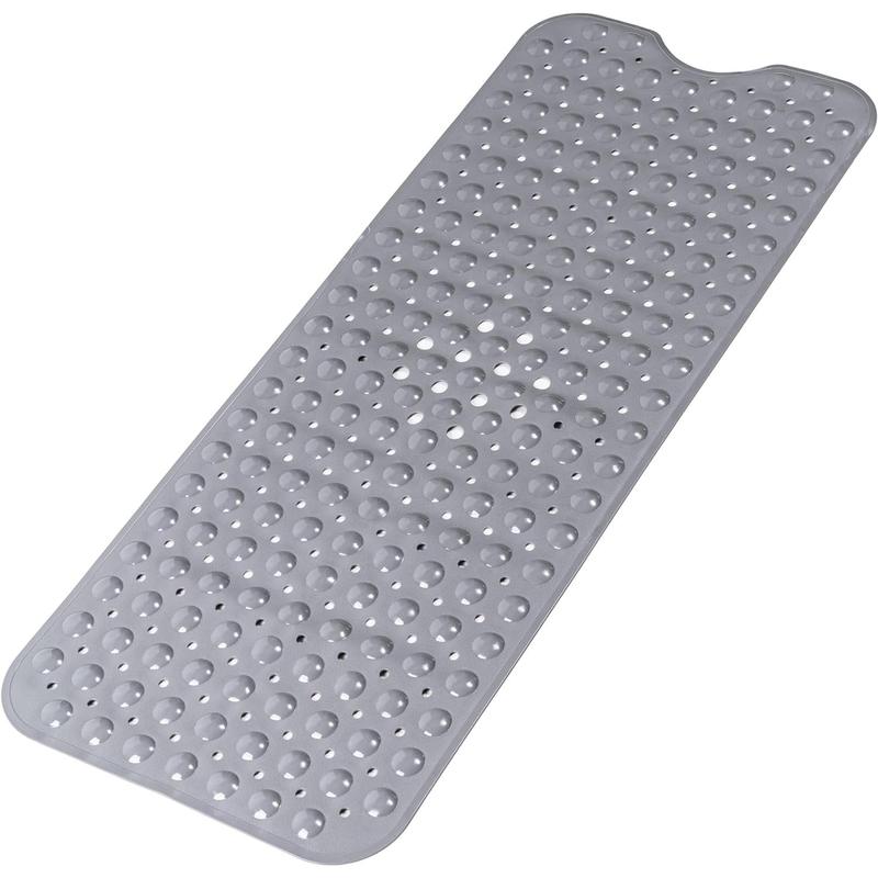 Extra Long Non Slip Bathtub Mat - 40 x 16 Inch Machine Washable Tub Mats with Suction Cups and Drain Holes for Bathroom