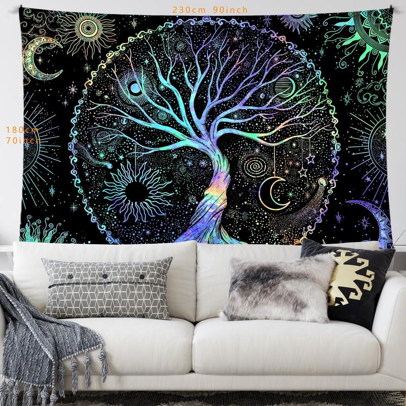 Tree Of Life Pattern Tapestry, Chill Room Accessories Wall Decorative Hanging Blanket for Room Decor, Wall Decor for Home Living Room Bedroom, Wall Insulation Blanket, Boyfriend Gifts