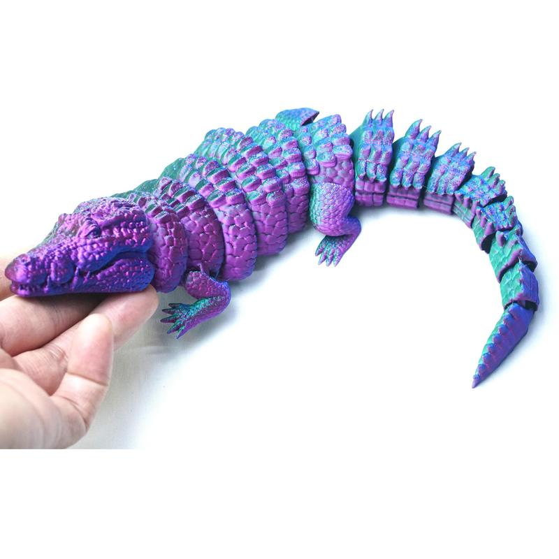 3D Printed Crocodile Design Figurine, Creative Animal Figurine, Desktop Decoration Craft for Home Office Bedroom Living Room