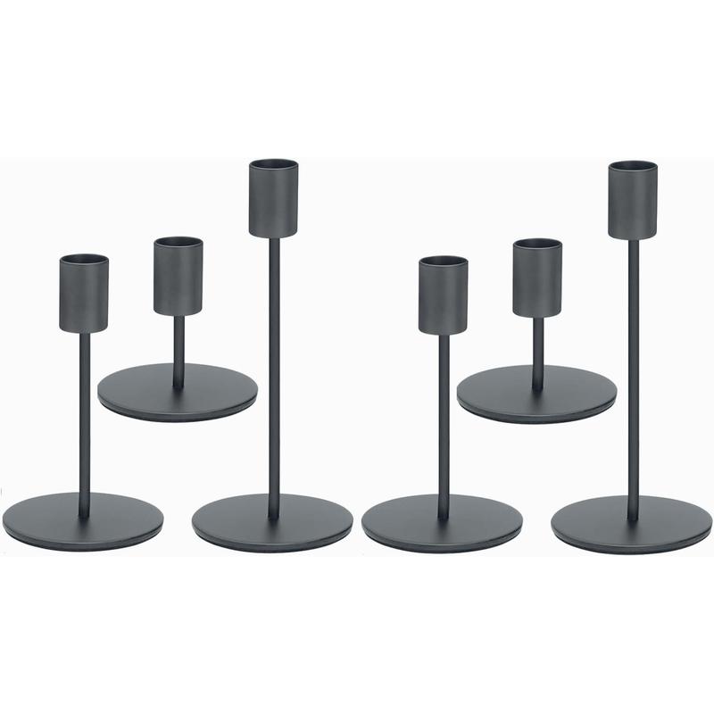 Set of 6 Black Candlestick Holders Black Candle Holder Black Taper Candle Holders Candle Holders Decorative Candlestick Holder for Home Decor, Wedding, Dinning, Party, Anniversary (Black)