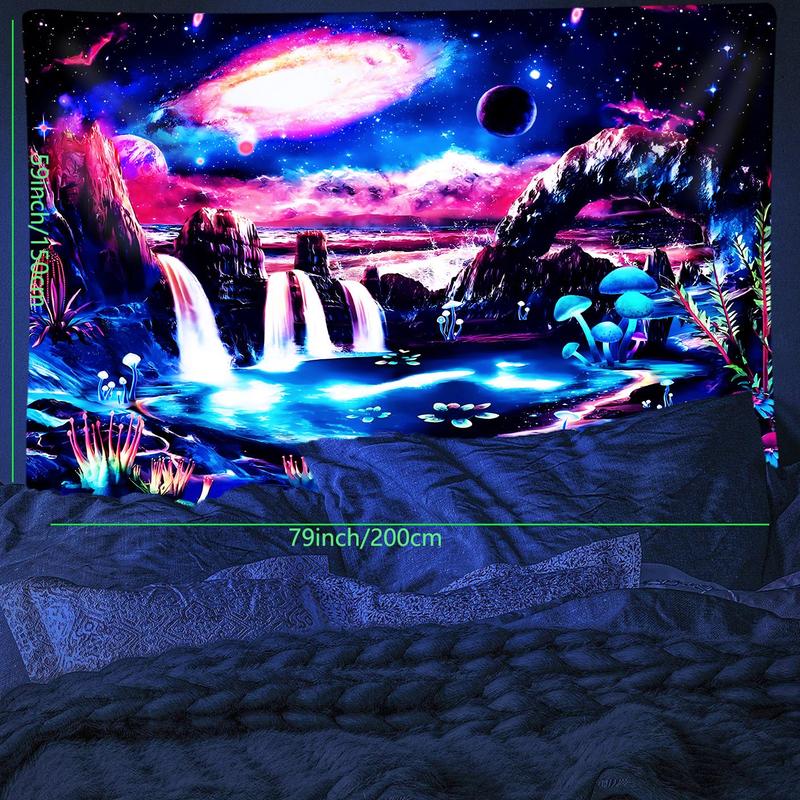 Fantasy Galaxy Pattern Tapestry with Installing Accessories, 1 Count Fluorescent Wall Hanging Tapestry, Decorative Tapestry for Home Living Room Bedroom, Tapestry for Bedroom, Tapestry Wall Decor, Summer Decor