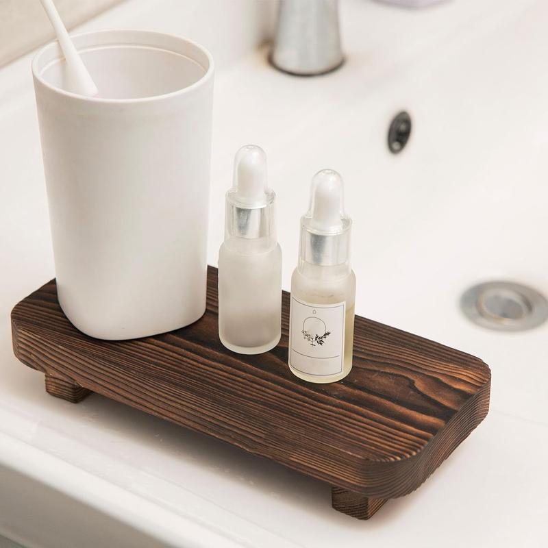 Wood Risers for Decor Display, Bathroom Counter Sink Decor, Dish Soap Tray Wood Tray for Kitchen Counter, Small Wooden Soap Stand, Wood Soap Pedestal, Soap Dispenser Stand Modern Farmhouse