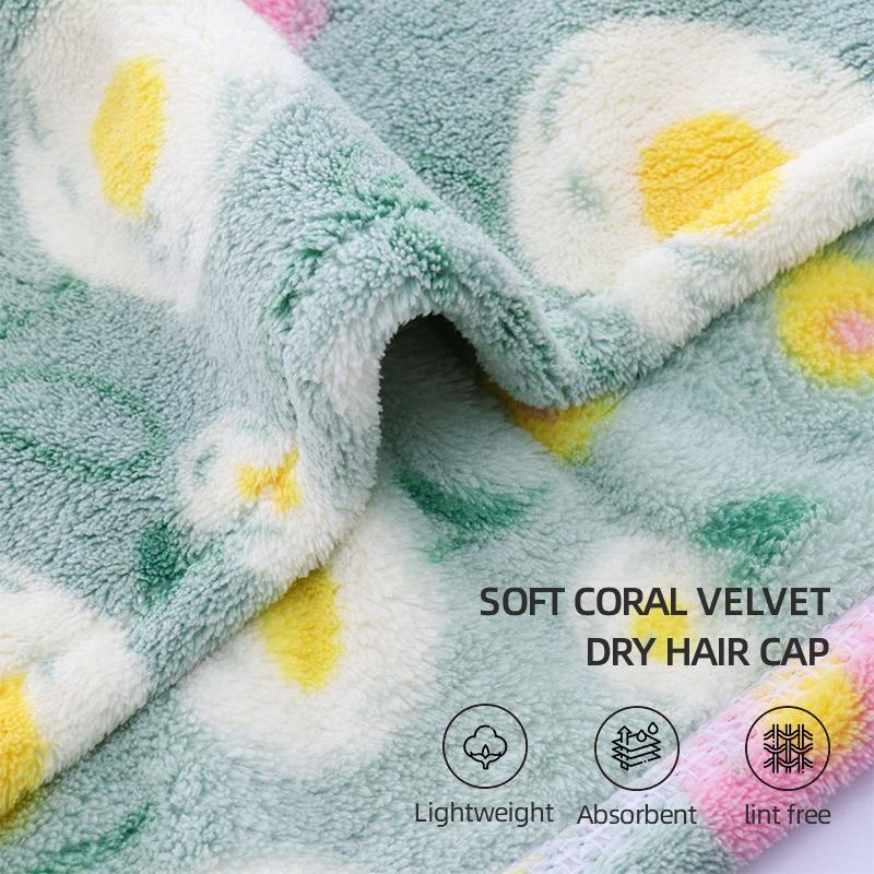 Floral Pattern Hair Drying Towel, 1 Count Soft Absorbent Hair Towel Wrap, Hair Drying Towel for Curly Hair, Bathroom Supplies for Daily Use