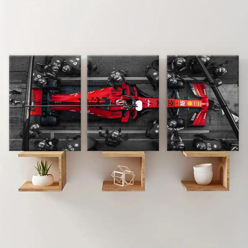 Formula Car Pattern Canvas Painting with Wooden Frame, 3 Counts set Modern Art Wall Decor, Canvas Art Car Posters, Wall Art for Home Living Room Bedroom Office Wall Art Painting