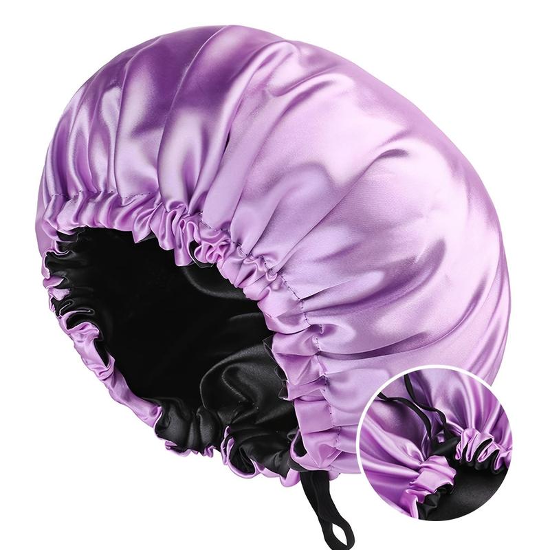 Satin Sleep Bonnet for Women Adjustable Silk Hair Wrap Sleeping Cap for Curly Hair - Nighttime Hair Care Shower Bonnets Perfect Gift Idea for Her