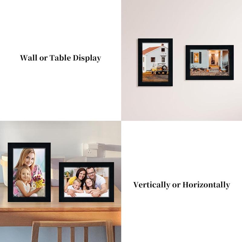 4x6 Picture Frames Set of 5, Wooden Picture Frames for 4x6 Picture Wall Gallery Black 4x6 Picture Frames Desktop or Wall Mounted Display for Prints, Photos, Paintings, Landscapes