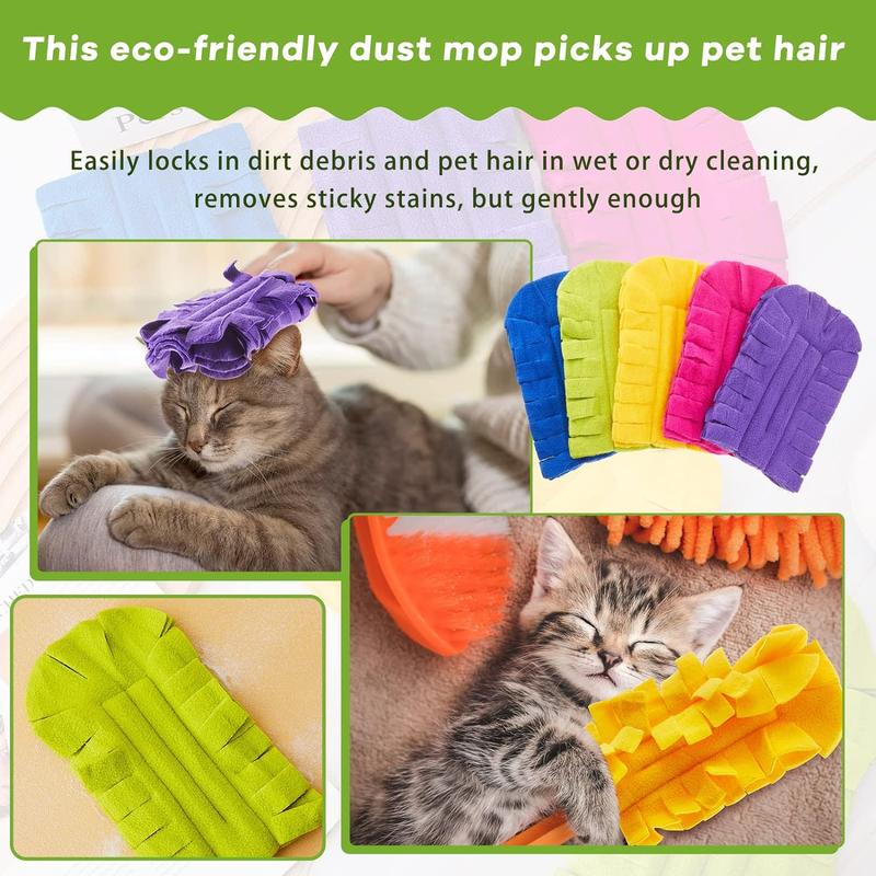 Zubebe 12 Pcs Duster Refill Fleece Refills Hand Dusters Cleaning Reusable Duster Pads Washable Dusters for Cleaning Ceiling Fan Hardwoods Window Kitchen Floor, Rainbow Colors (Dark Color)