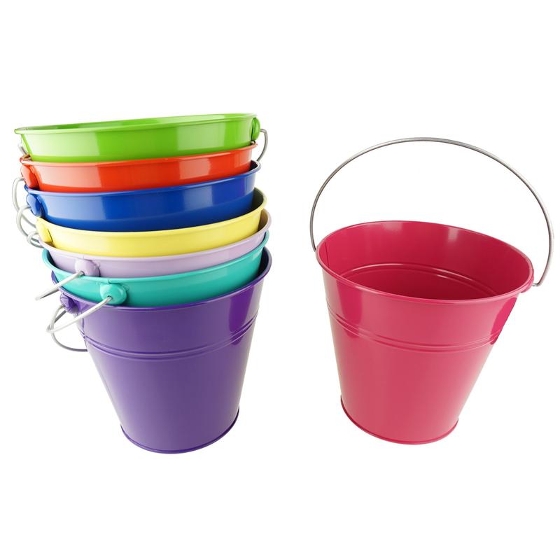 Tin Pail Bucket with Handle Party Favor, 9-Inch, 1-Count