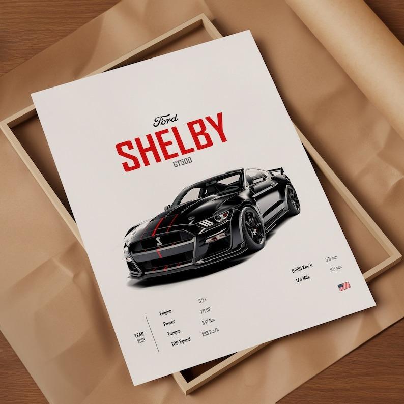 Shelby Ford GT500 Muscle Car Poster Digital USA car Prints Wall Kids Boys Husband Room Decor Children Home Office Nursery Gift Friend Ornaments Decoration