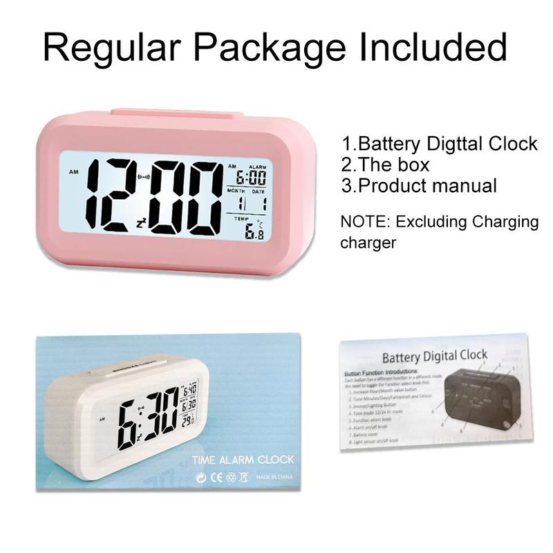 Rectangle Led Alarm Clock, 1 Count Desk Clock Large Display, Modern Electronic Clock For Bedroom Home Living Room Office