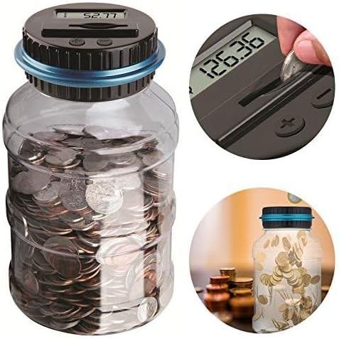 Coin Piggy Bank Saving Jar, Digital Coin Counter with LCD Display Large Capacity Money Saving Box for All US Coins (Blue)